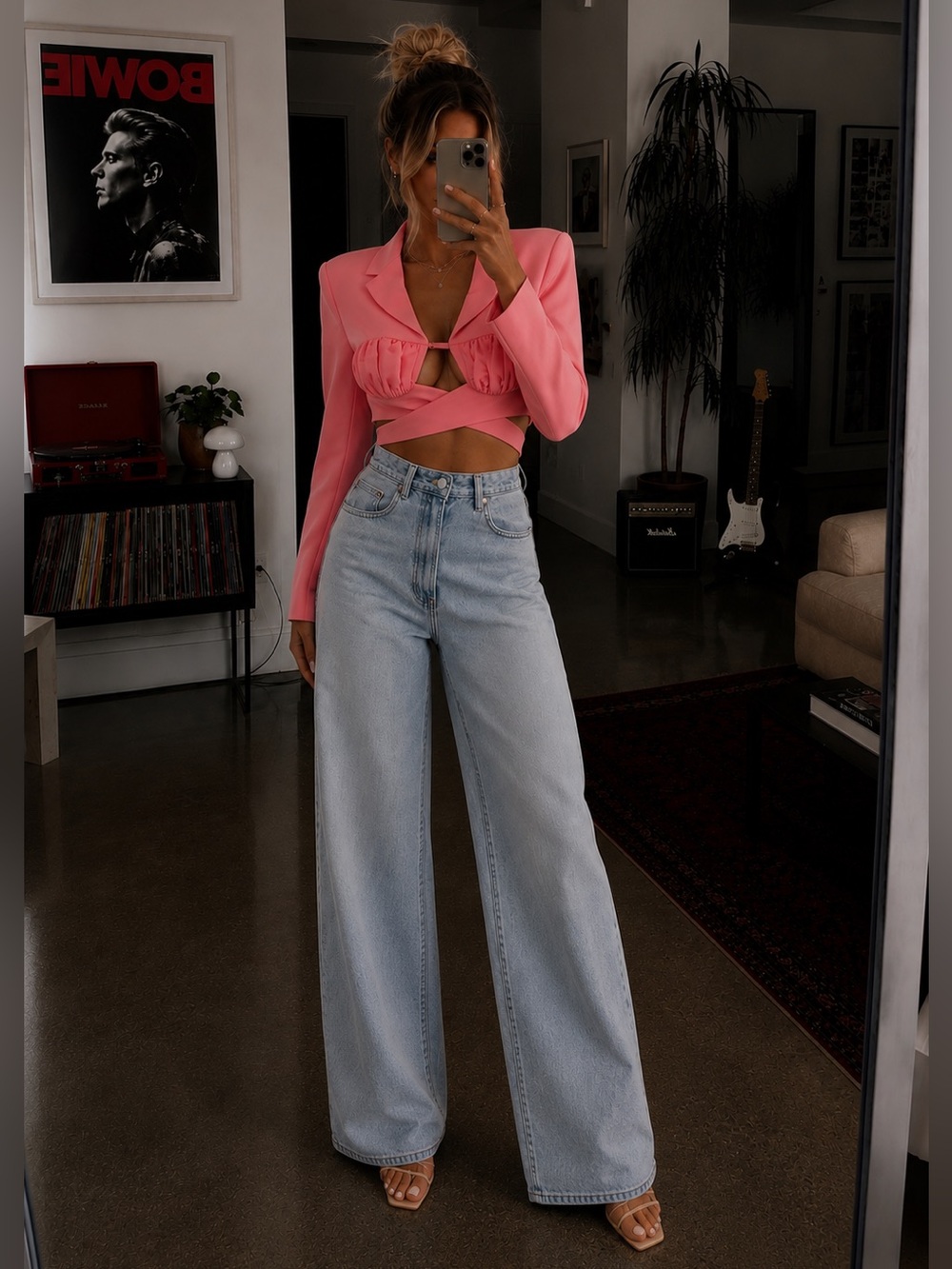 PrettyLittleThing Petite Pink Ruched Bust Cut Out Cropped Blazer Top 2 New NWT